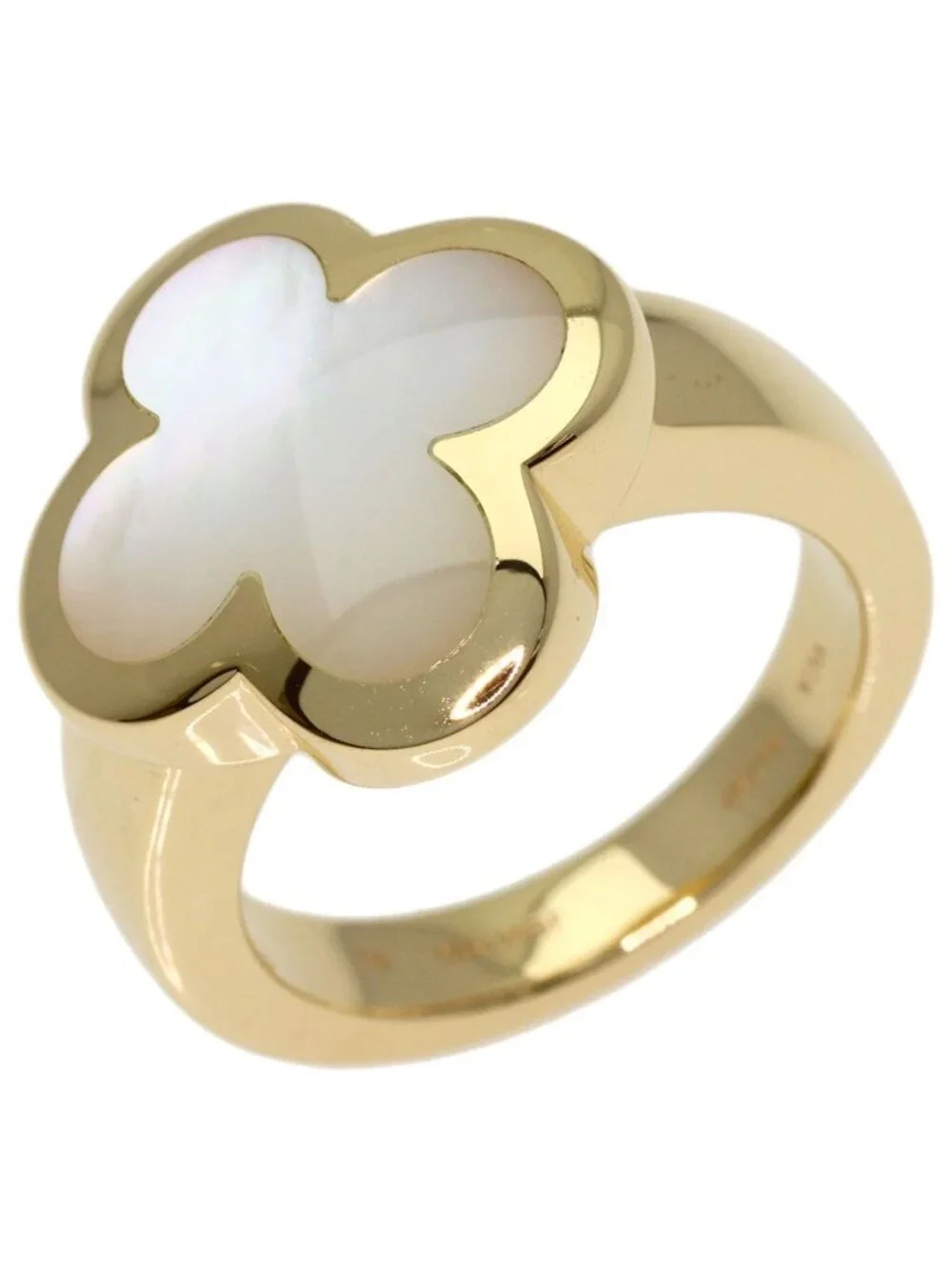 Van Cleef & Arpels Pure Alhambra Shell 50 Ring 18k Yellow Gold